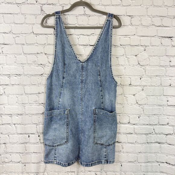 Free People We The Free High Roller Skirtall Denim Dress Follow Your Heart XS - Picture 4 of 13